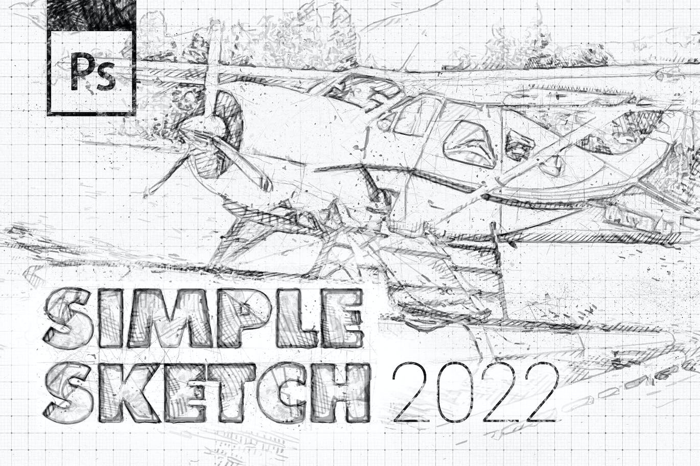 简单素描效果照片处理ps动作 Simple Sketch Photoshop Action 插件预设 sucaiwan.com