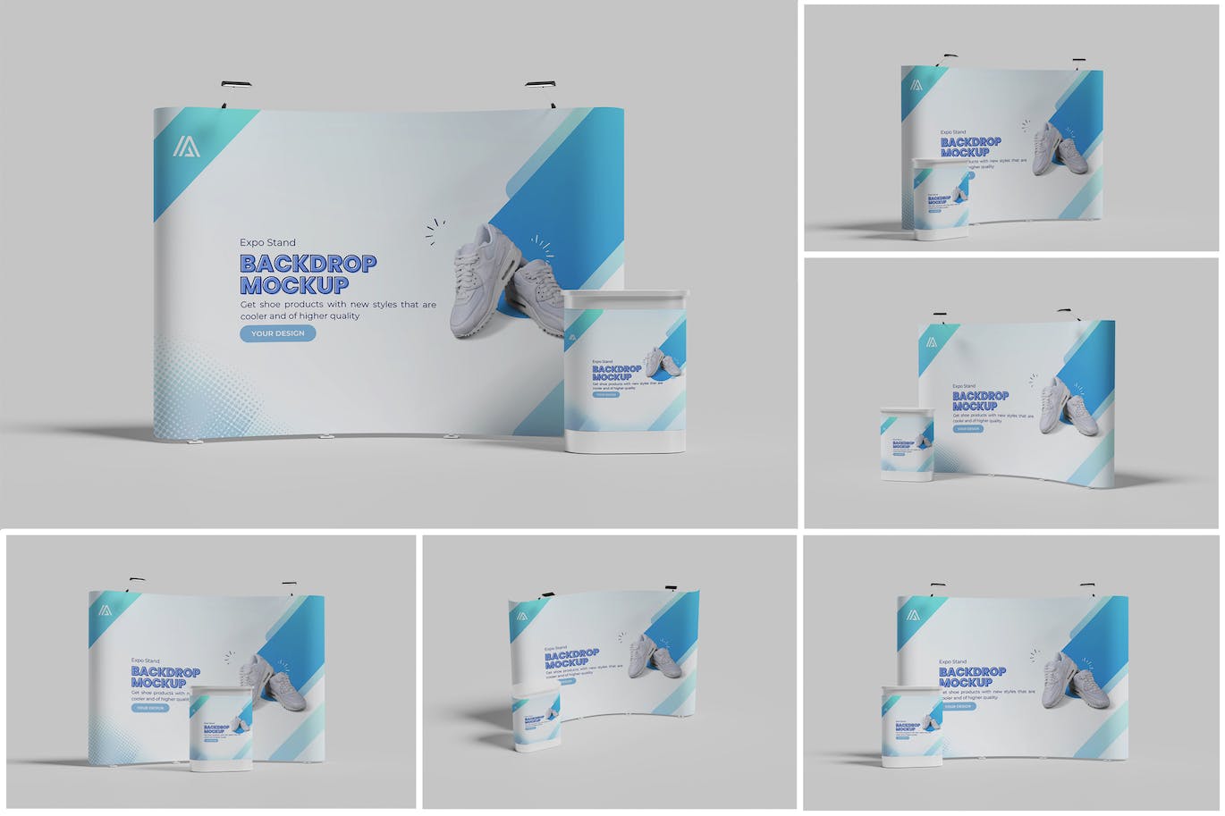 展厅展台背景广告展示样机 Expo Stand Backdrop Mockup 样机素材 sucaiwan.com