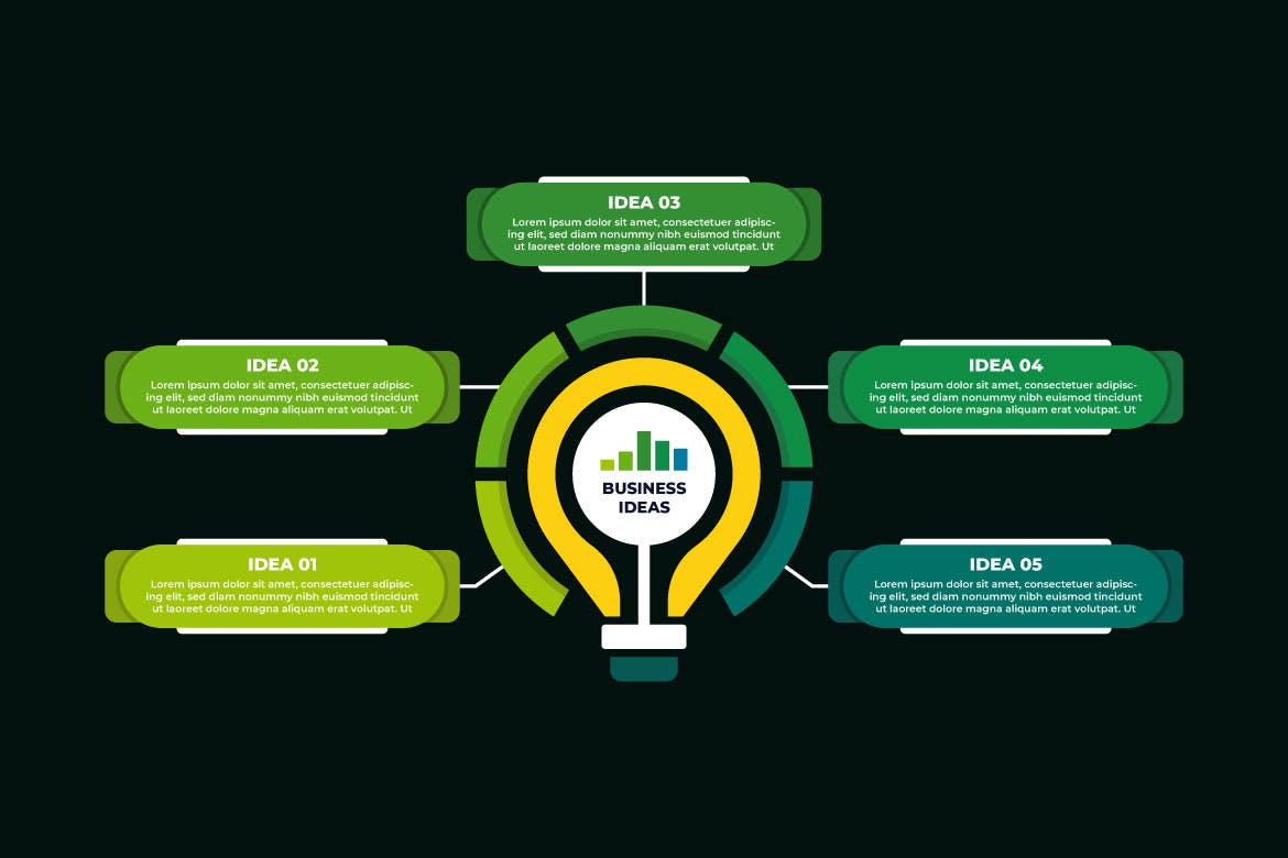 绿色能源电力灯泡信息图表模板 Green Energy Power Lightbulb Infographic 幻灯图表 sucaiwan.com