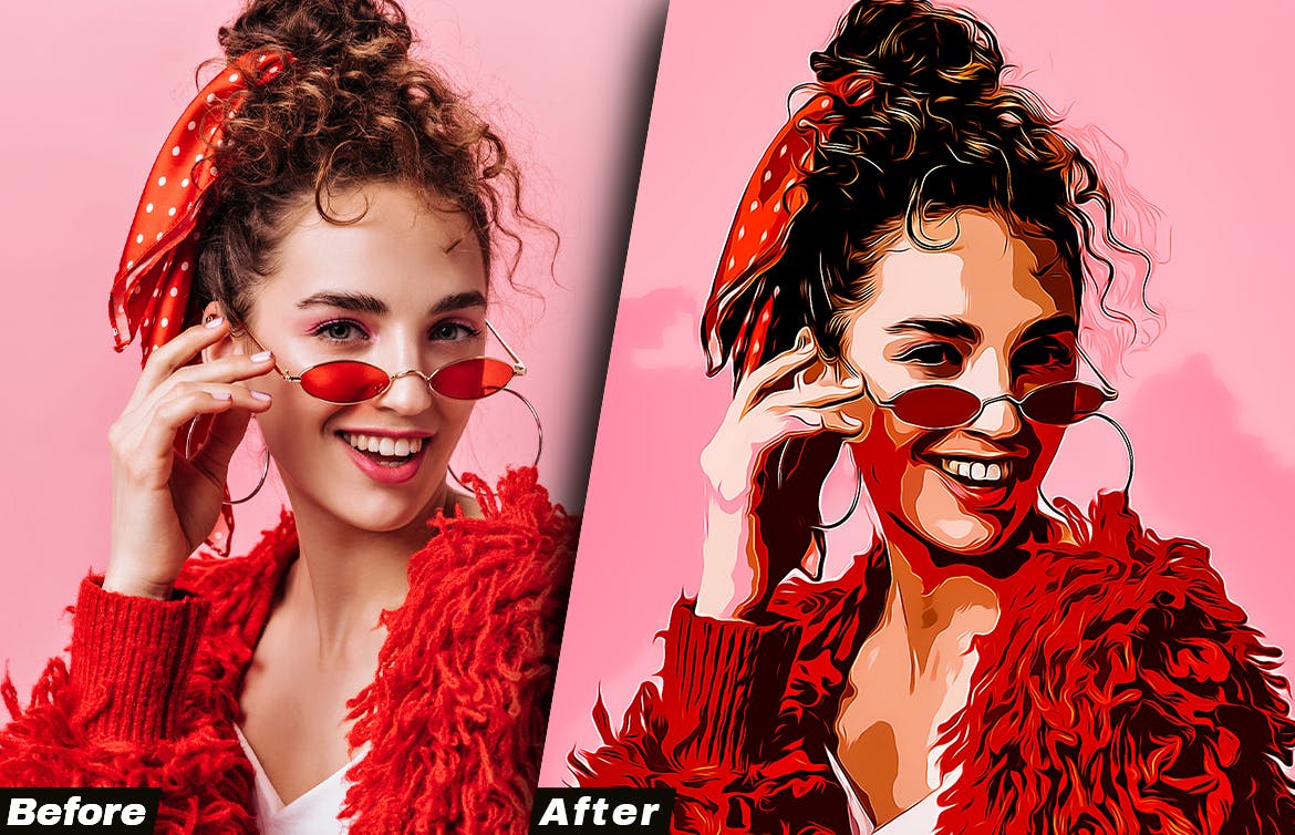 卡通效果照片处理Photoshop动作 Cartoon Effect Photoshop Action 插件预设 sucaiwan.com