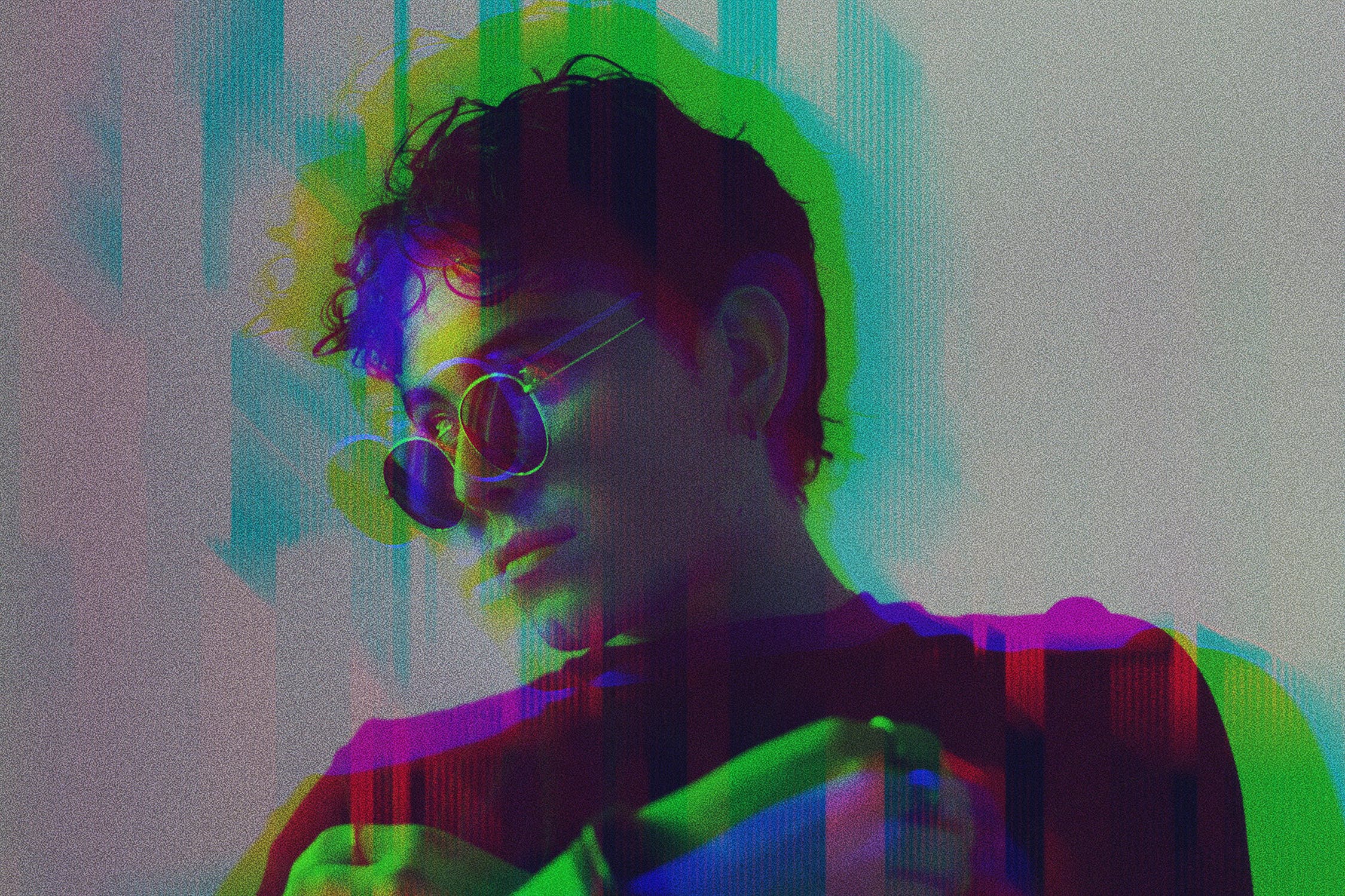 失真毛刺PS照片效果模板 Glitch Photoshop Effect 插件预设 sucaiwan.com
