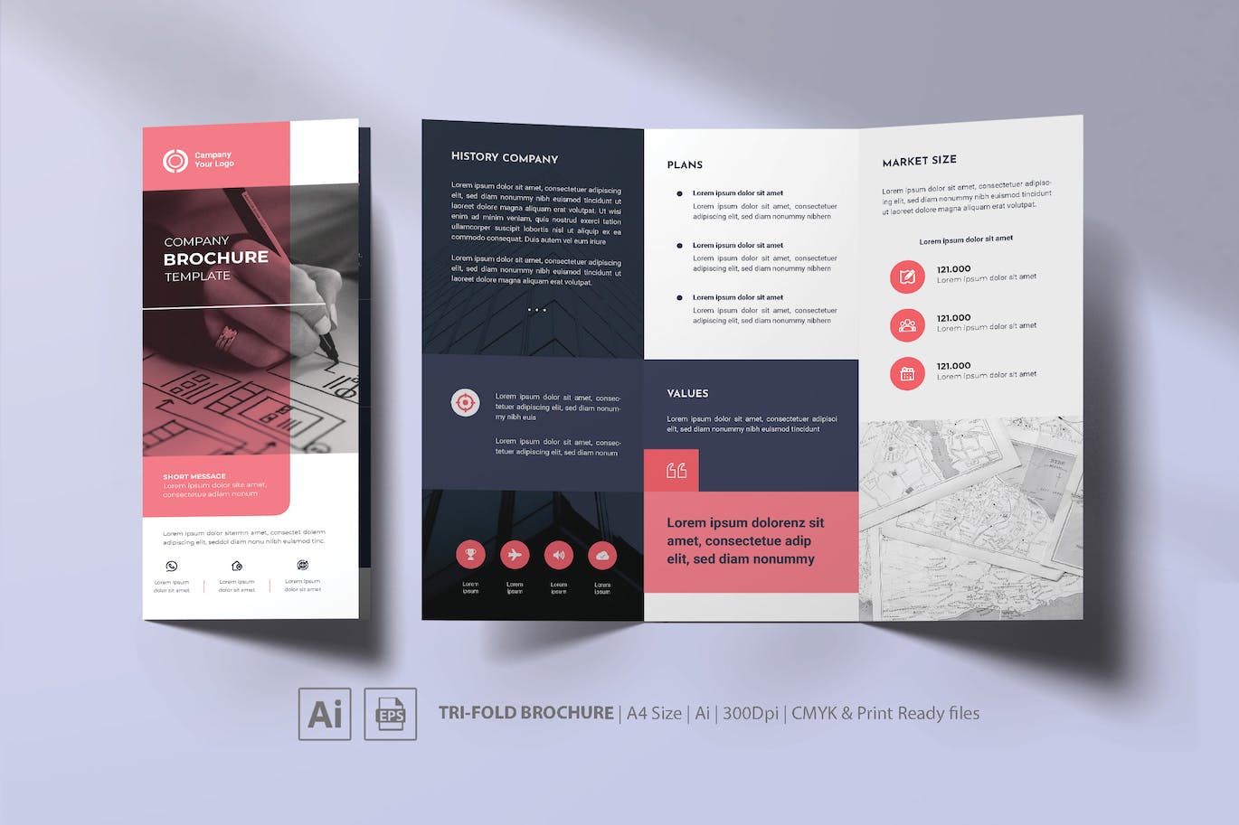 公司业务三折小册子设计模板 Company Trifold Brochure 幻灯图表 sucaiwan.com