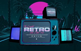 150多种潮流复古赛博朋克VHS迭加故障视觉CRT效果动画过渡资产4K视频素材 Jamesabadi The Complete Retro Video Editors Pack