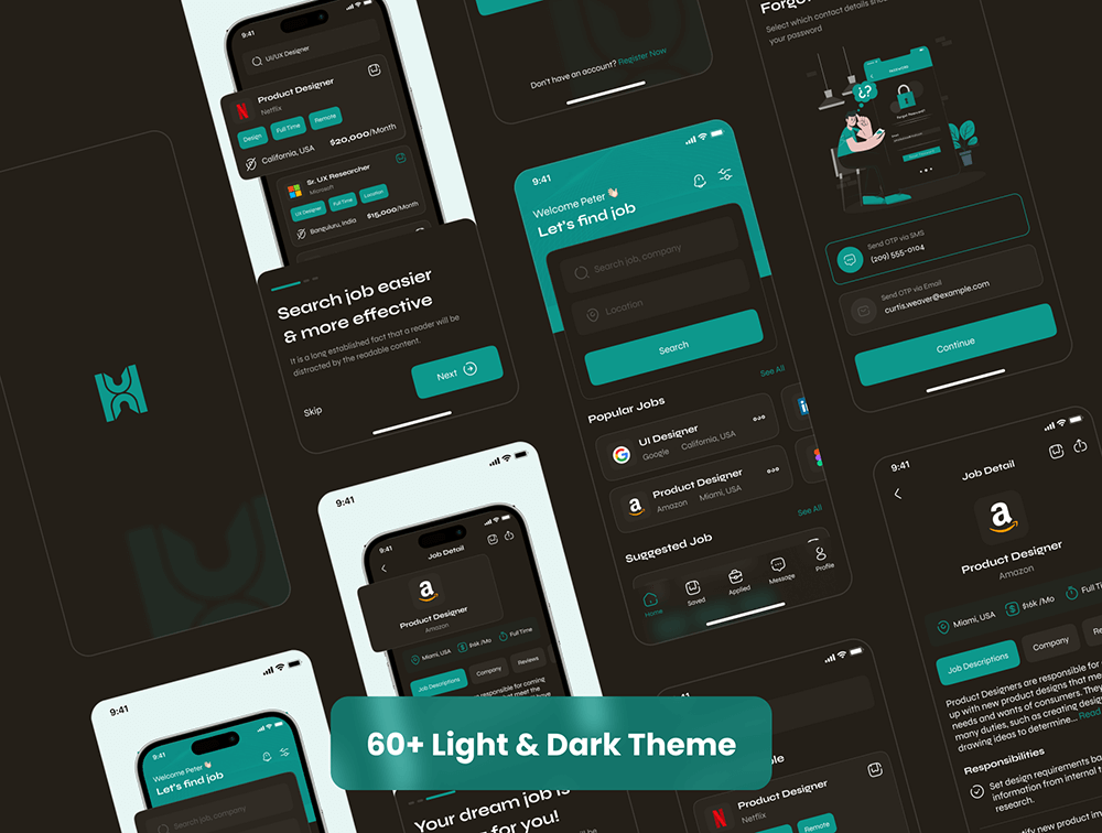 求职者应用程序IOS UI套件 APP UI sucaiwan.com