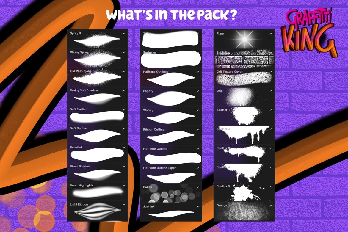 涂鸦风格Procreate笔刷 Graffiti King Procreate Brushes 笔刷资源 sucaiwan.com