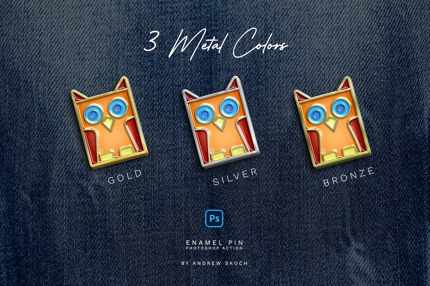 搪瓷别针效果照片处理Photoshop动作 Enamel Pin Photoshop Action 插件预设 sucaiwan.com