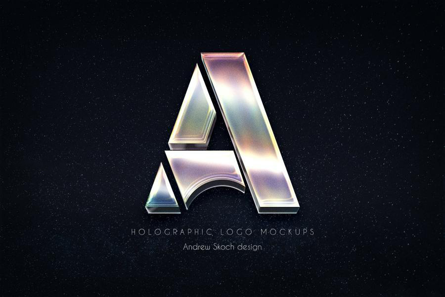 样机模板-3D立体金属全息效果LOGO标志PSD样机素材 样机素材 sucaiwan.com