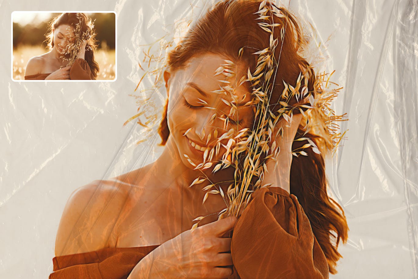 塑料包装膜效果PS动作模板 Plastic Wrapped Overlay Photoshop Action 插件预设 sucaiwan.com