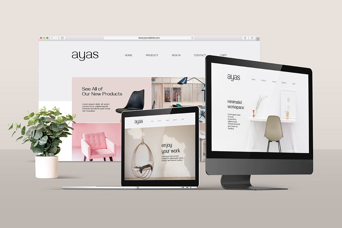 响应式场景多设备样机图 Responsive Screen Mockup 样机素材 sucaiwan.com