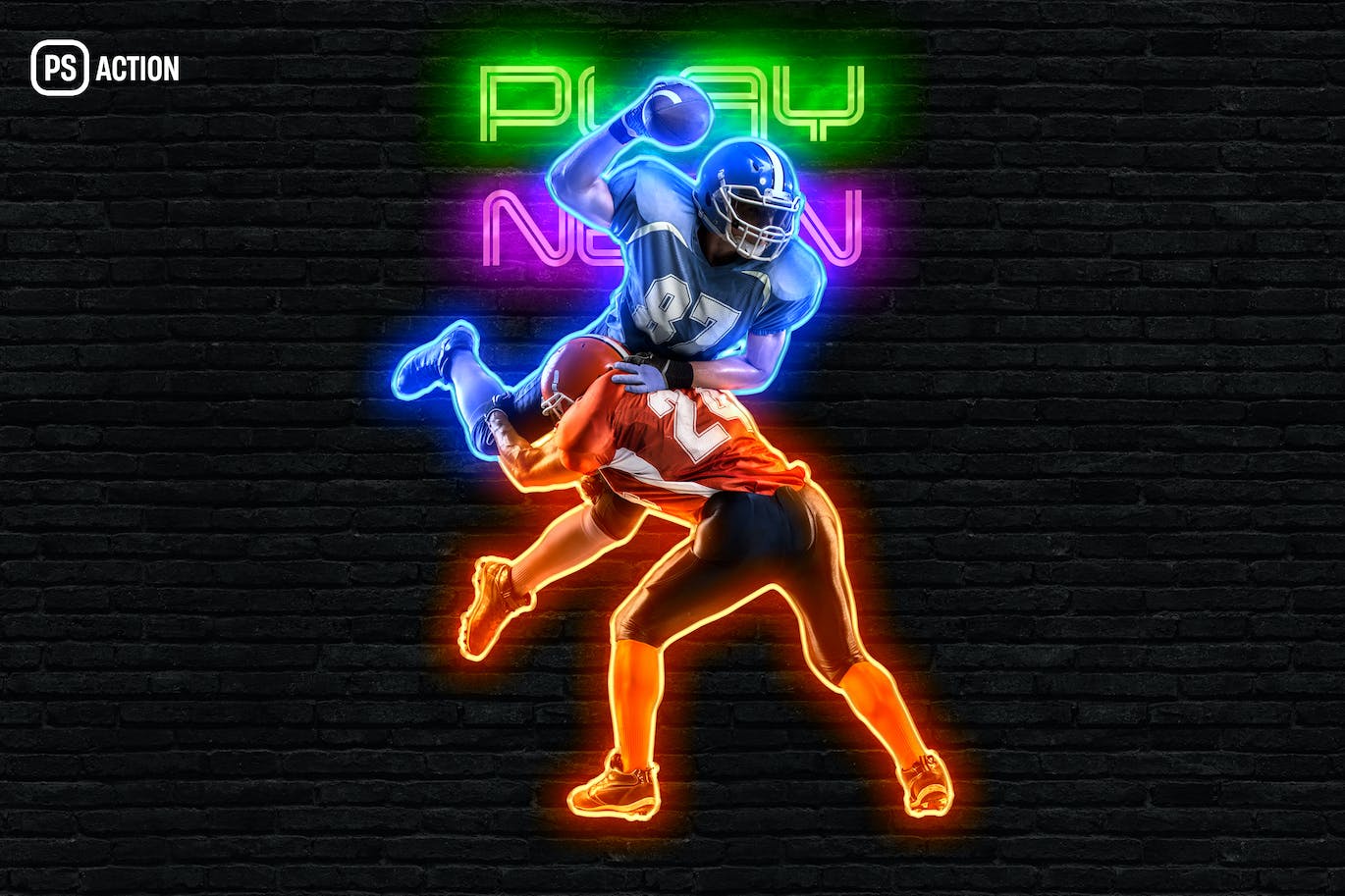 霓虹灯发光效果照片处理Photoshop动作 Neon Glow 2 Photoshop Action 插件预设 sucaiwan.com