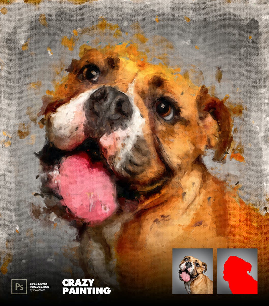 疯狂绘画效果照片处理Photoshop动作 Crazy Painting Photoshop Action 插件预设 sucaiwan.com