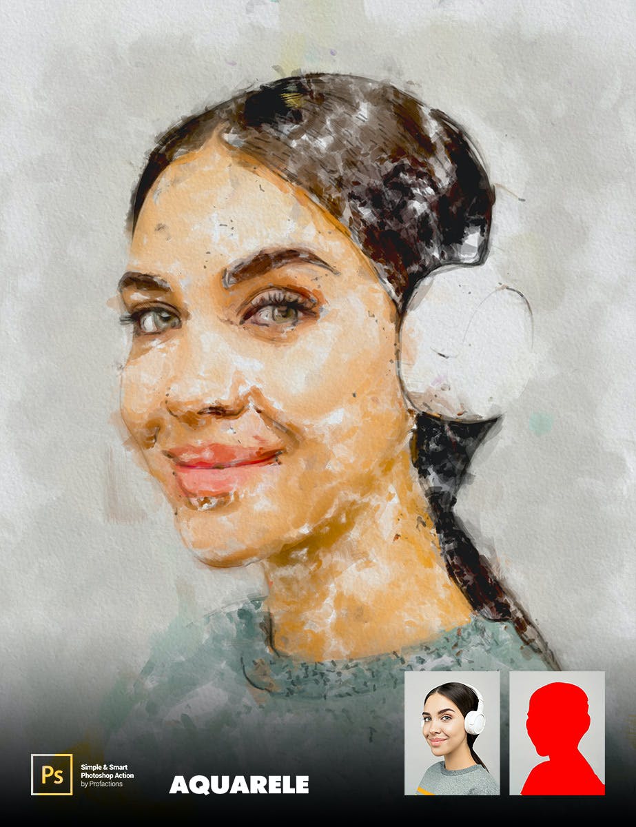 水彩画效果照片处理ps动作 Aquarelle Photoshop Action 插件预设 sucaiwan.com