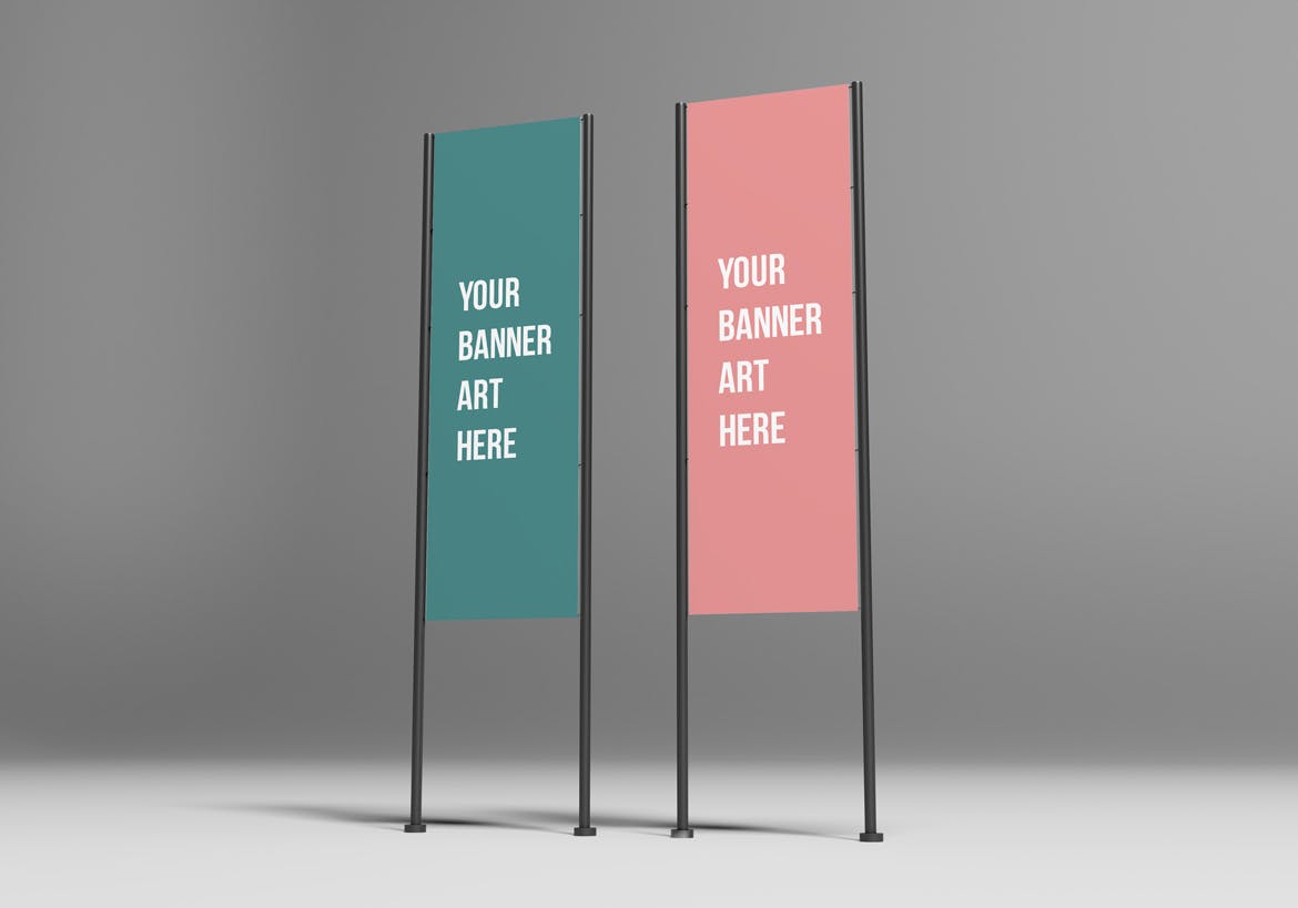 垂直广告横幅Banner样机图 Vertical Banners Mockups 样机素材 sucaiwan.com