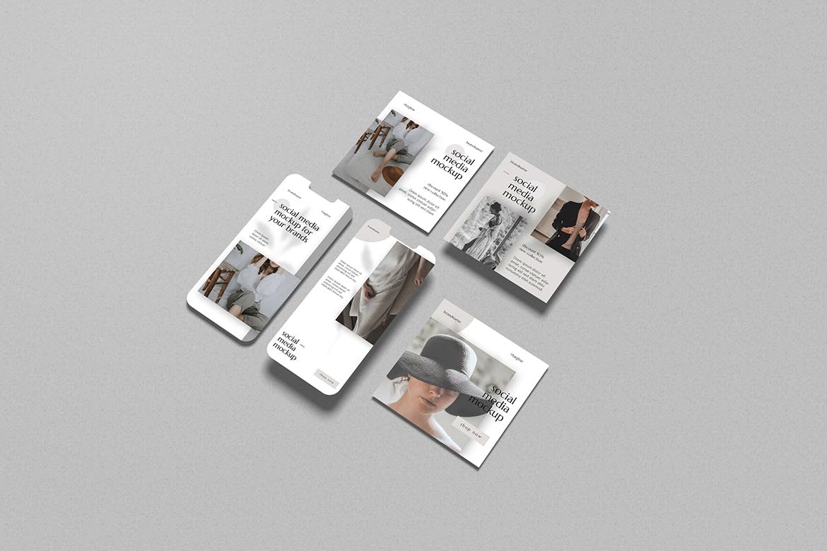 优雅的社交贴图&iPhone屏幕样机V2 Elegant Social Media Mockup V2 样机素材 sucaiwan.com