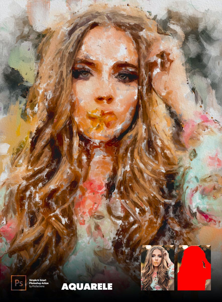 水彩画效果照片处理ps动作 Aquarelle Photoshop Action 插件预设 sucaiwan.com