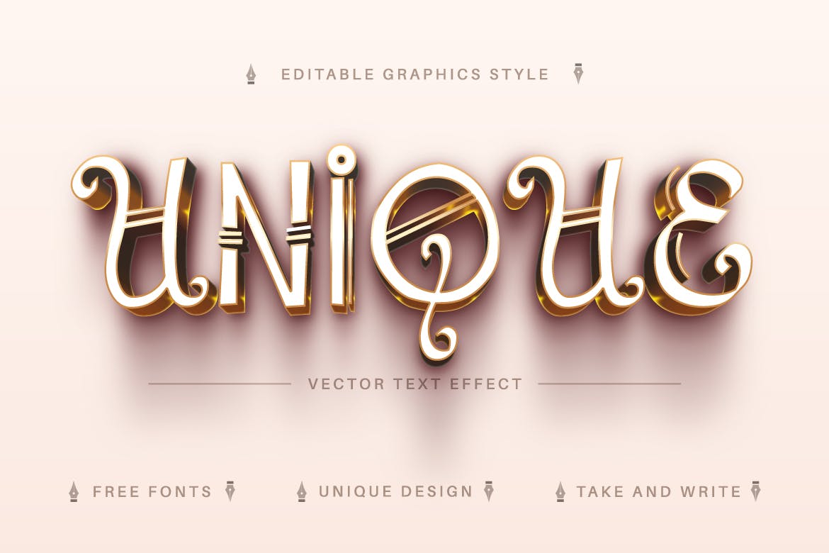 闪亮金色矢量文字效果字体样式 Golden History – Editable Text Effect, Font Style 插件预设 sucaiwan.com