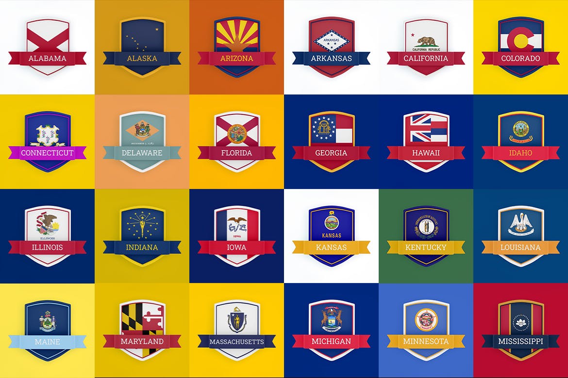 国旗丝带Banner横幅样机素材 USA Flag Ribbon Banners 样机素材 sucaiwan.com