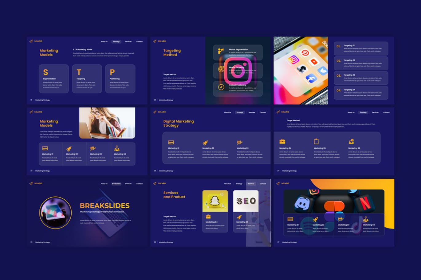 市场营销战略谷歌幻灯片素材 Solvro – Marketing Strategy Google Slides Template 幻灯图表 sucaiwan.com