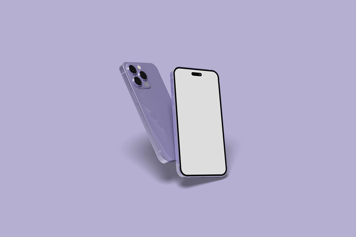 紫色iPhone 14 Pro手机UI设计展示样机 iPhone 14 Mockup 样机素材 sucaiwan.com