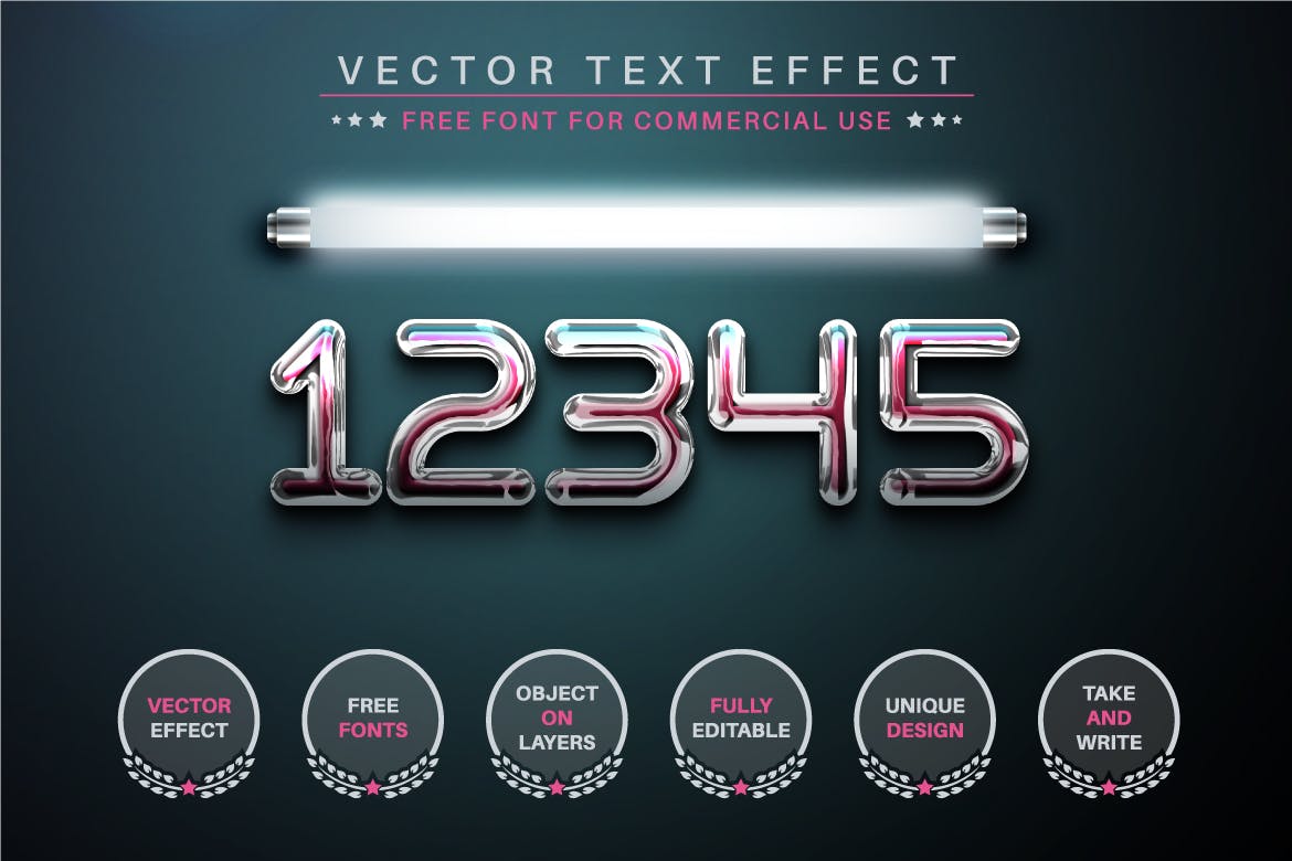 水晶灯管矢量文字效果字体样式 Super Light – Editable Text Effect, Font Style 插件预设 sucaiwan.com
