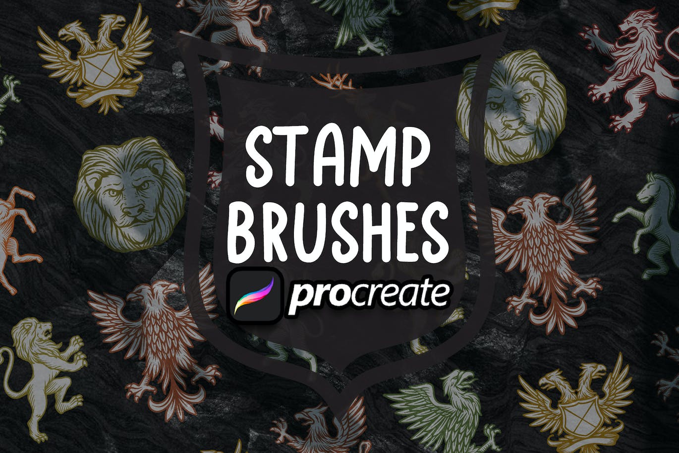 中世纪符号纹章Procreate印章绘画笔刷素材 Medieval Symbol Heraldic Brush Stamp Procreate 笔刷资源 sucaiwan.com