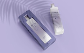 香水瓶纸盒包装样机图 Perfume Bottle with Packaging Mockup