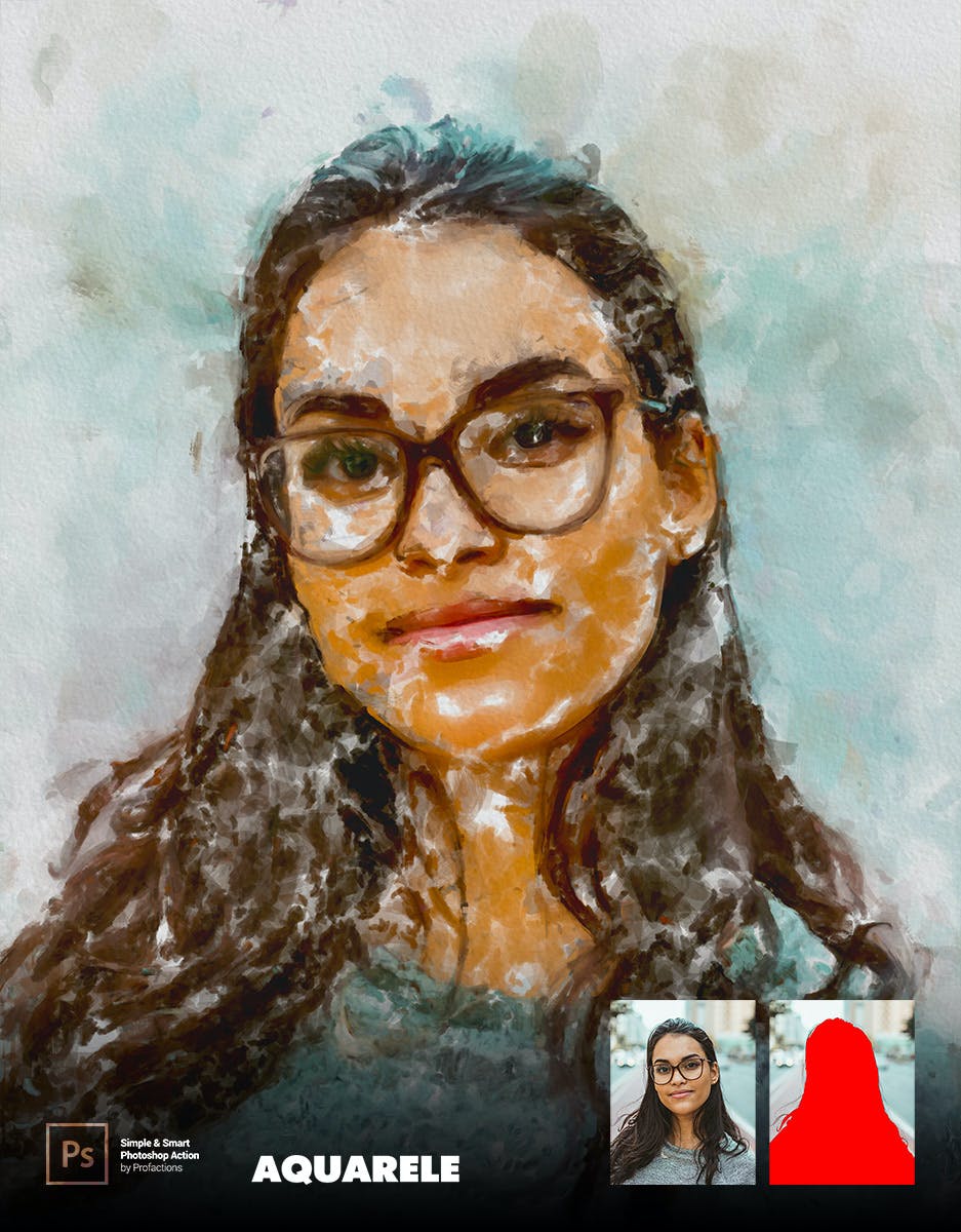 水彩画效果照片处理ps动作 Aquarelle Photoshop Action 插件预设 sucaiwan.com