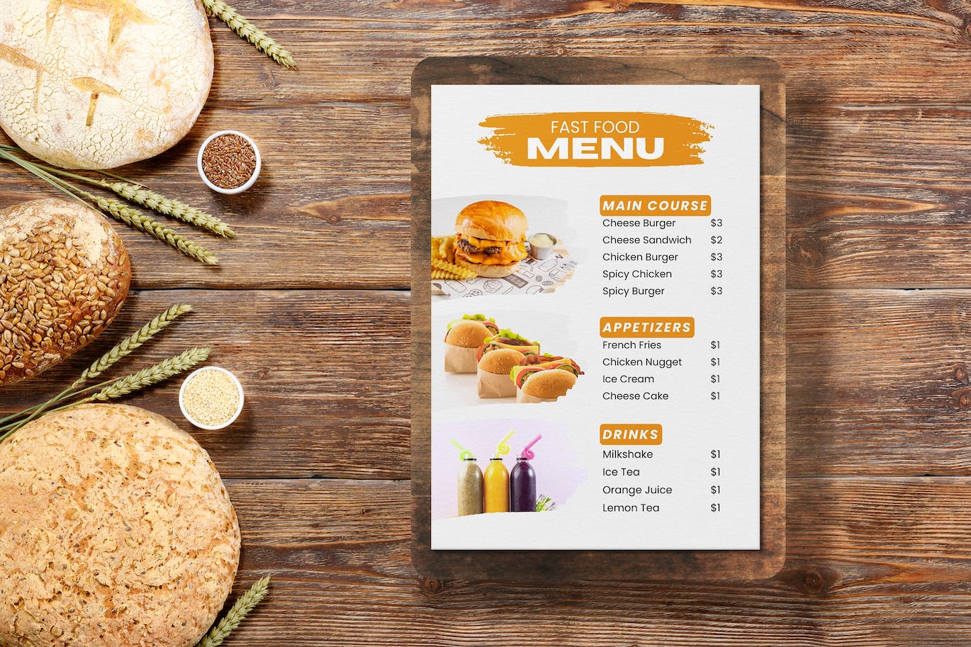 食物菜单单页纸张样机v2 Food Menu Mockup v2 样机素材 第1张-素材湾丨精选海外优质设计素材资源 食物菜单单页纸张样机v2 Food Menu Mockup v2 样机素材 sucaiwan.com
