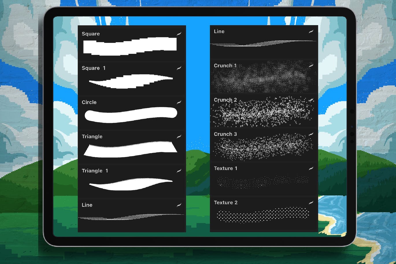 像素Procreate绘画笔刷素材 Dansdesign Pixel Brush Procreate #1 笔刷资源 sucaiwan.com