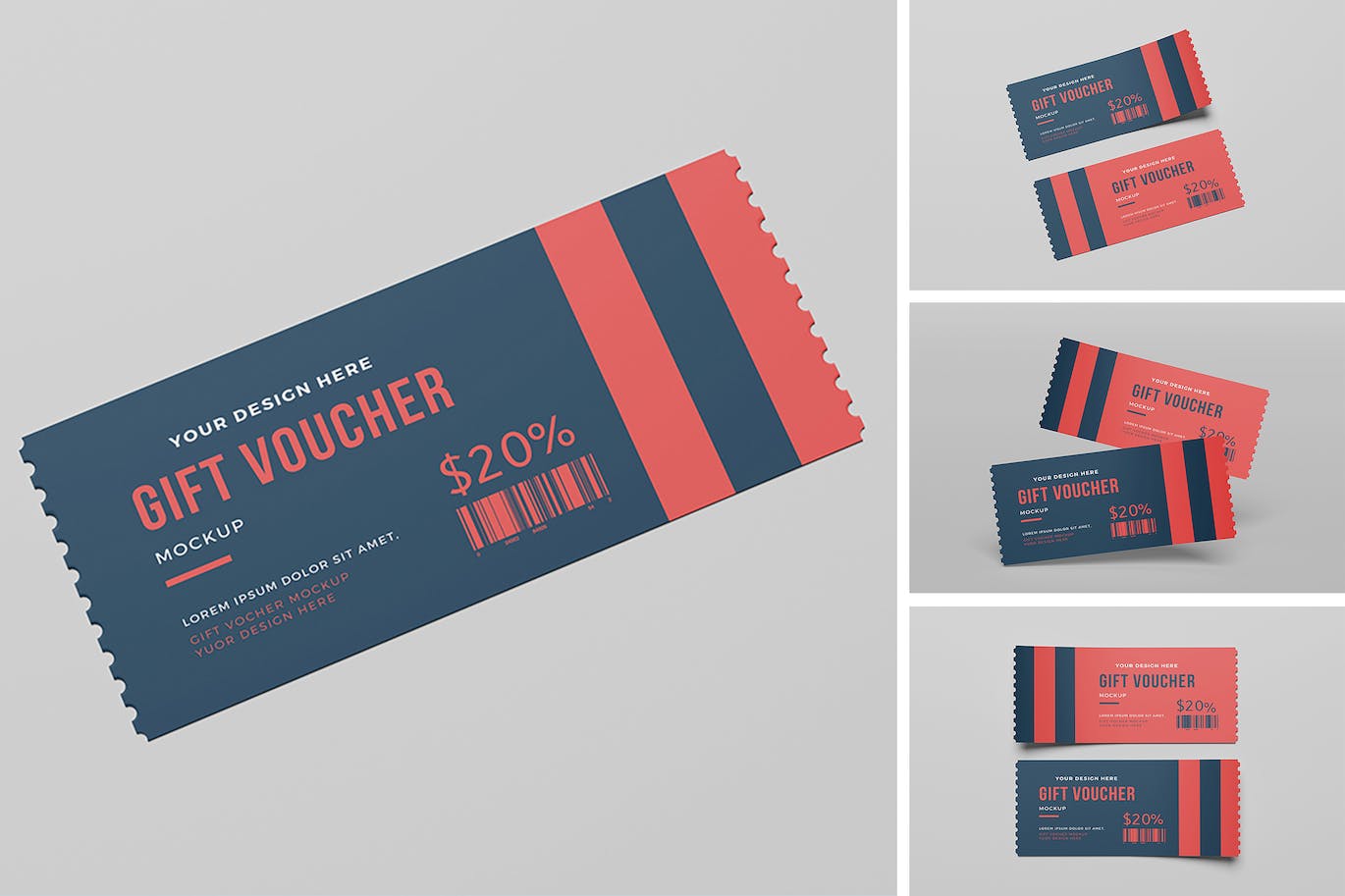 礼品券门票设计样机 Gift Voucher Mockup 样机素材 sucaiwan.com