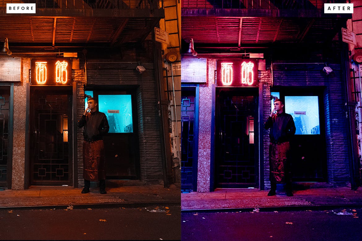 城市赛博朋克效果照片处理Photoshop动作 City Cyberpunk Photoshop Action 插件预设 sucaiwan.com