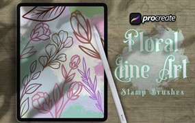 花卉Procreate印章绘画笔刷素材 Dans Floral Stamp Brush Procreate