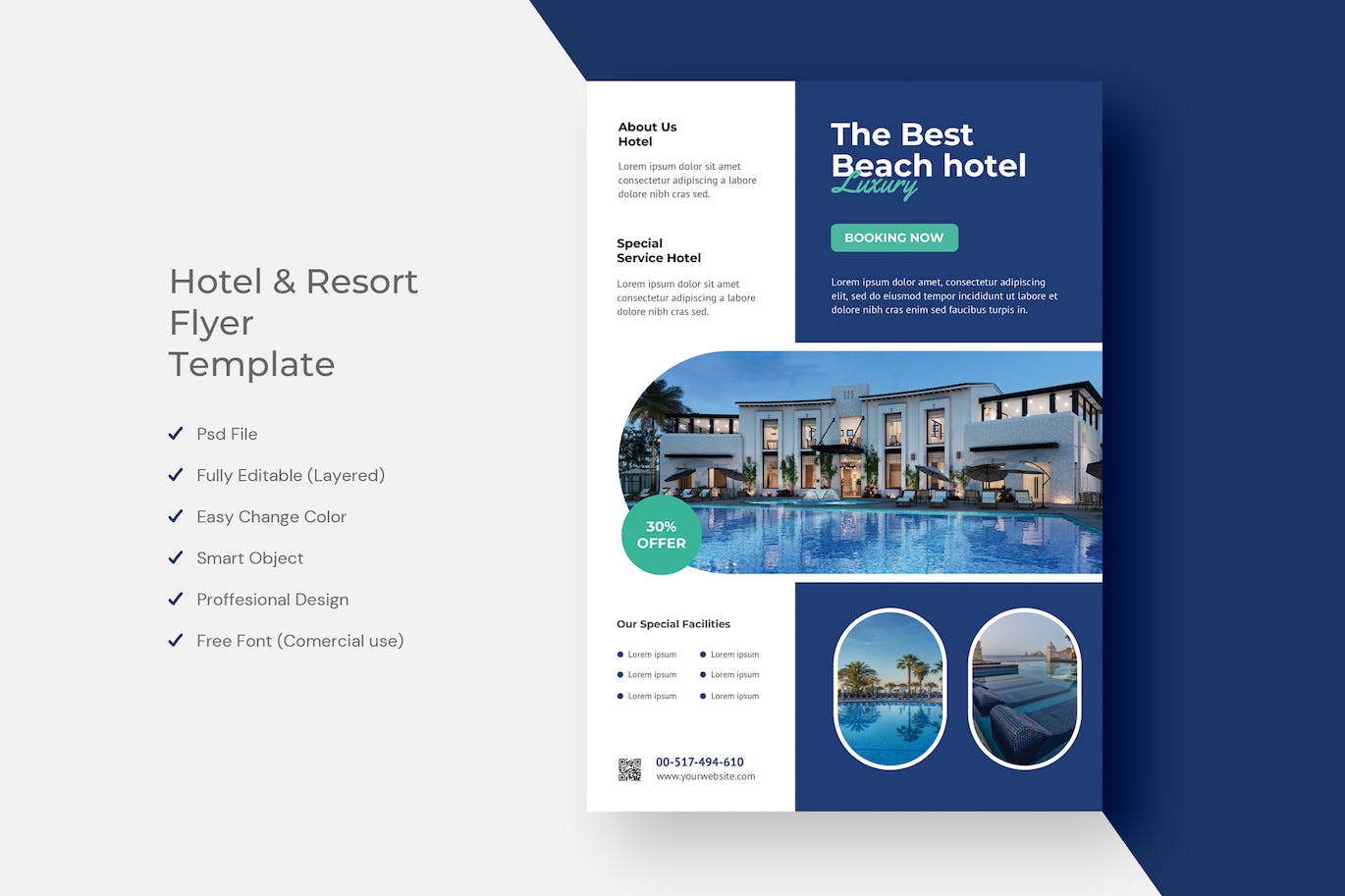 酒店和度假村海报模板 Hotel & Resort Flyer 设计素材 sucaiwan.com
