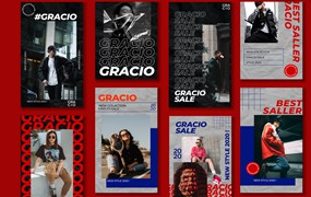 社交流极简错版文字横幅竖屏运动风格PSD模板 Gracio – Instagram Post and Stories