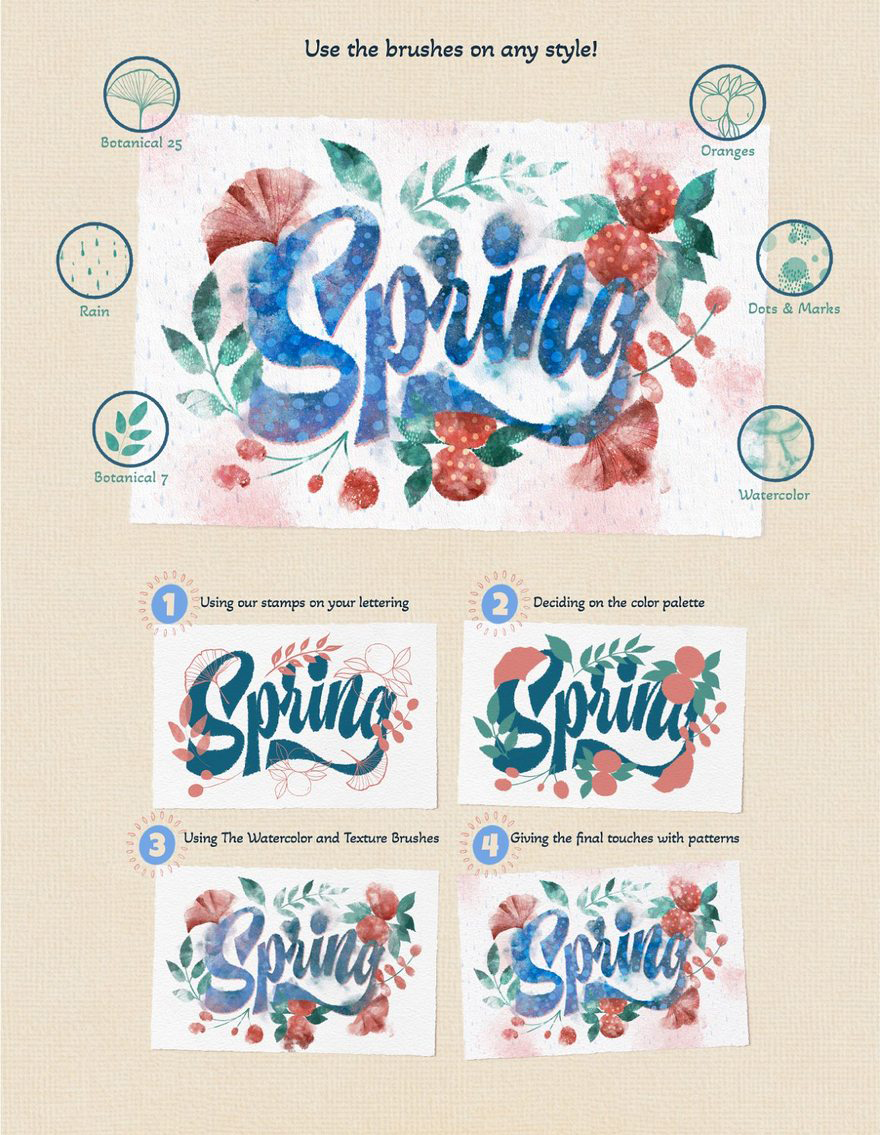 Procreate笔刷-水彩手绘几何抽象纹理Procreate图案笔刷素材 笔刷资源 sucaiwan.com