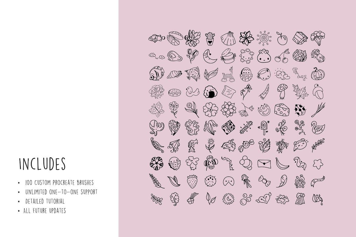 Procreate涂鸦印章笔刷套件 PROODLE Procreate Doodle Stamps 笔刷资源 sucaiwan.com