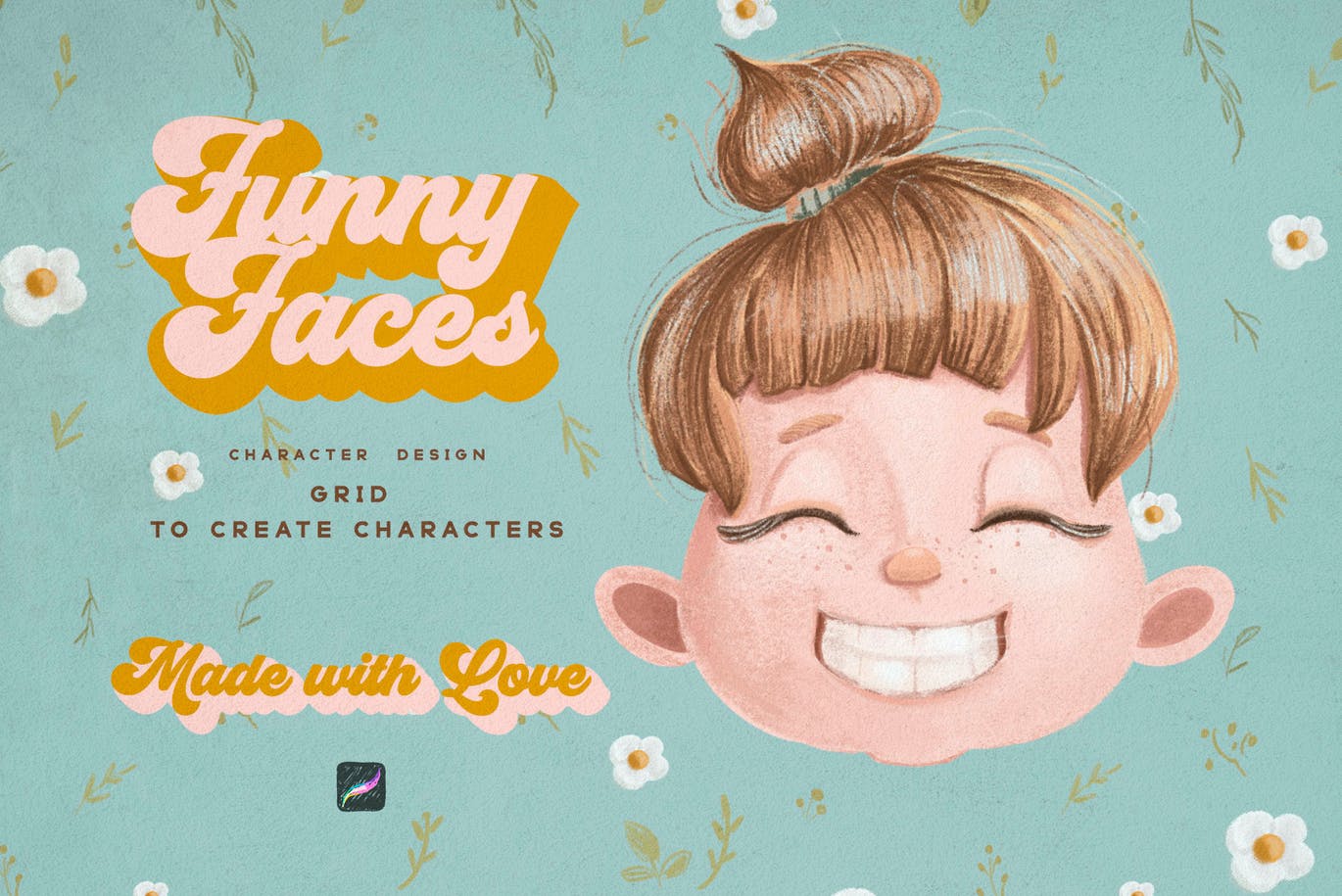 用于Procreate的可爱儿童网格笔刷 Cute Kids Grids for Procreate 笔刷资源 sucaiwan.com