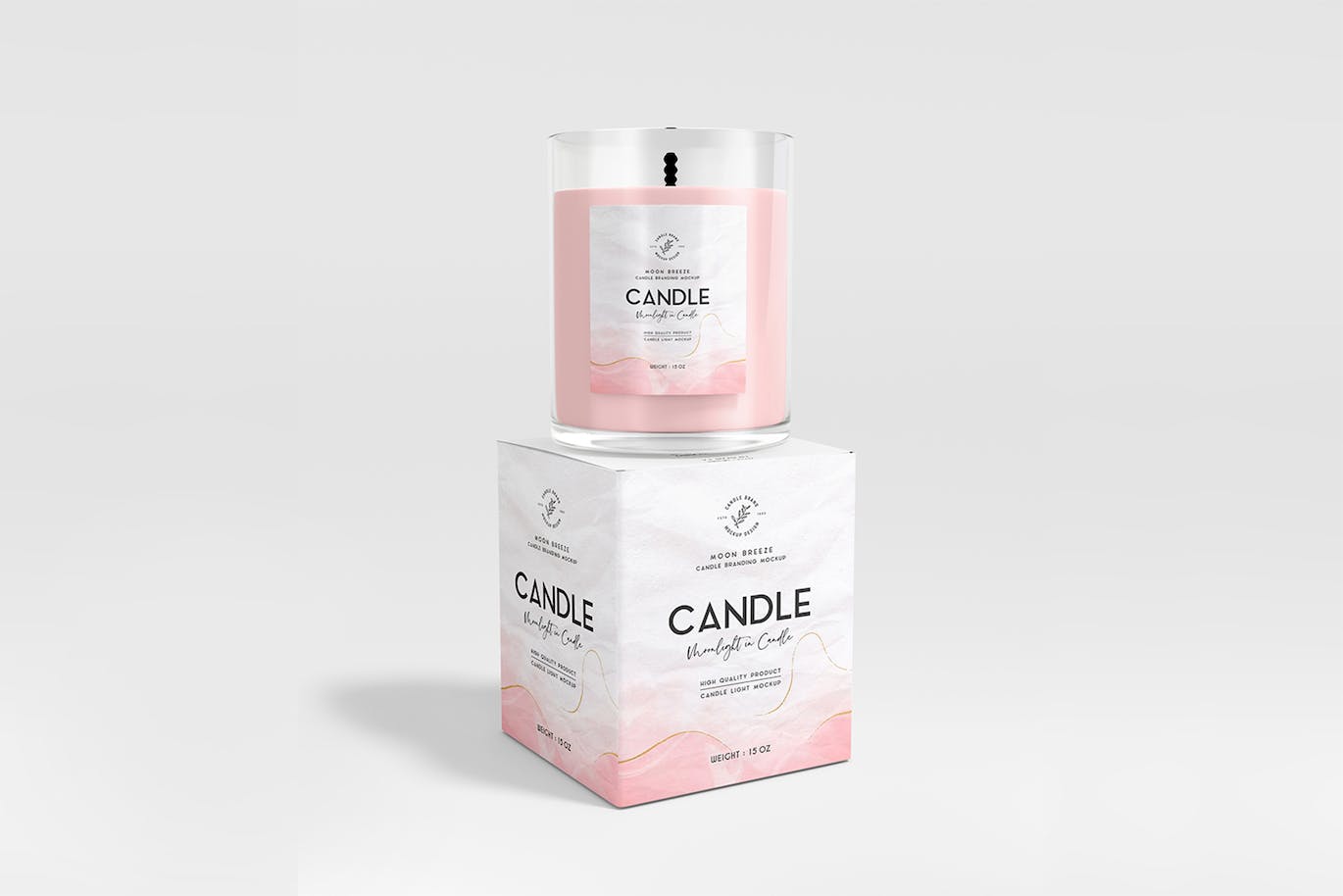 玻璃蜡烛罐和盒子设计样机套装 Glass Candle Jar and Box Mockup Set 样机素材 sucaiwan.com