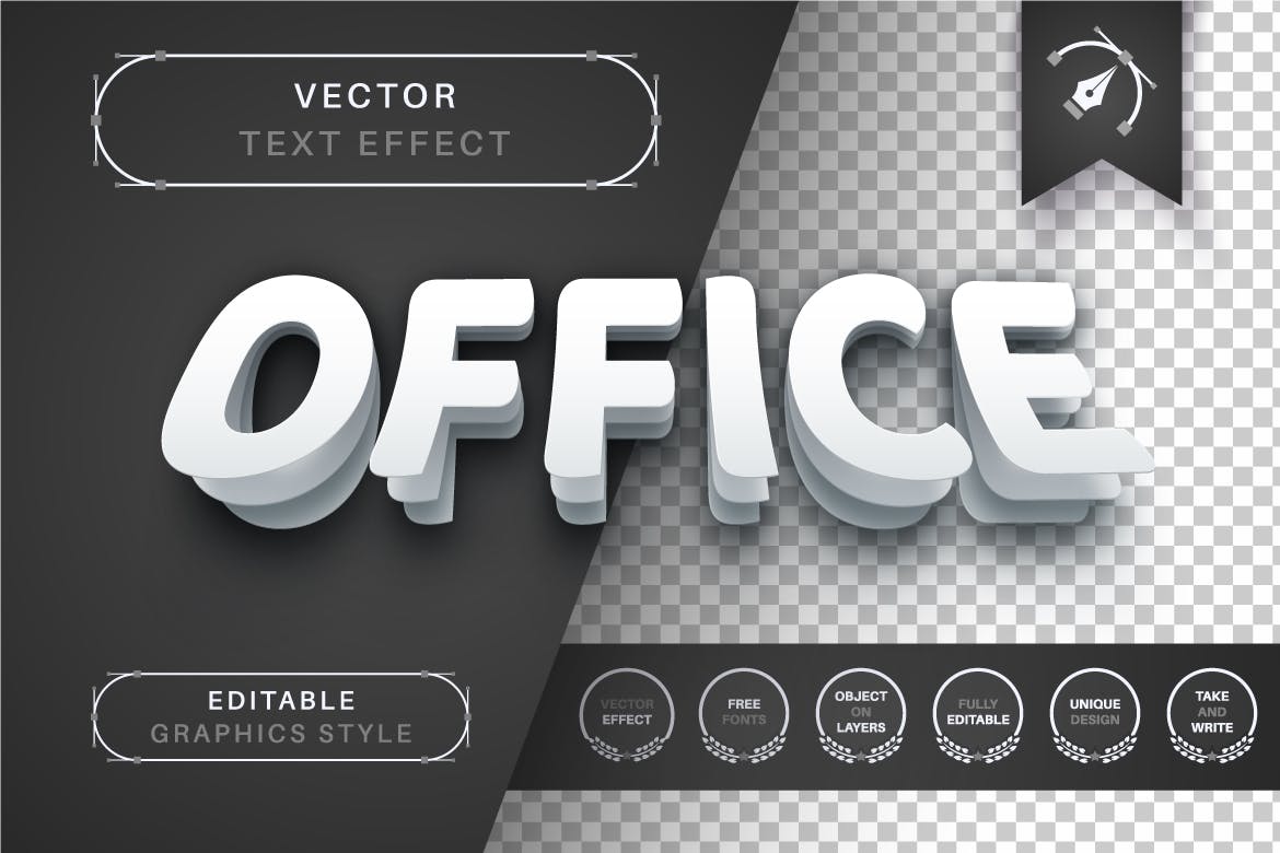 分层纸张矢量文字效果字体样式 Office Paper – Editable Text Effect, Font Style 插件预设 sucaiwan.com