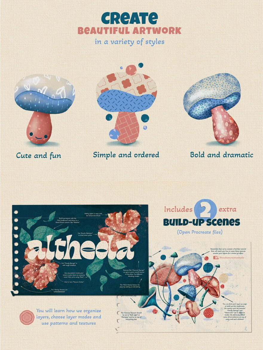 Procreate笔刷-水彩手绘几何抽象纹理Procreate图案笔刷素材 笔刷资源 sucaiwan.com