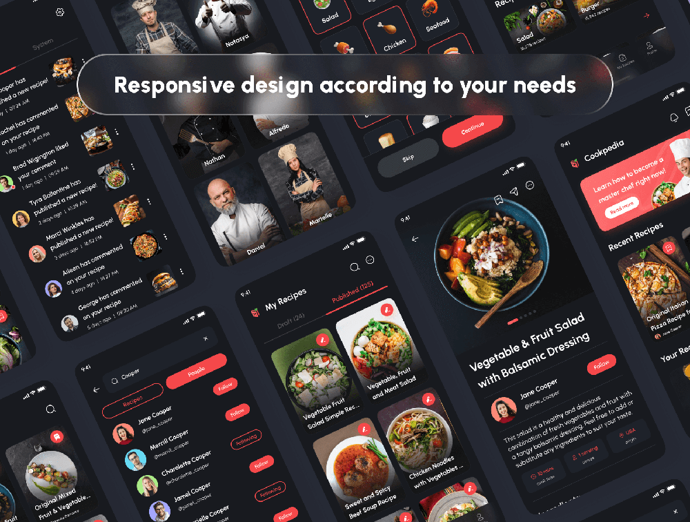 食物食谱应用程序 UI 套件 APP UI sucaiwan.com