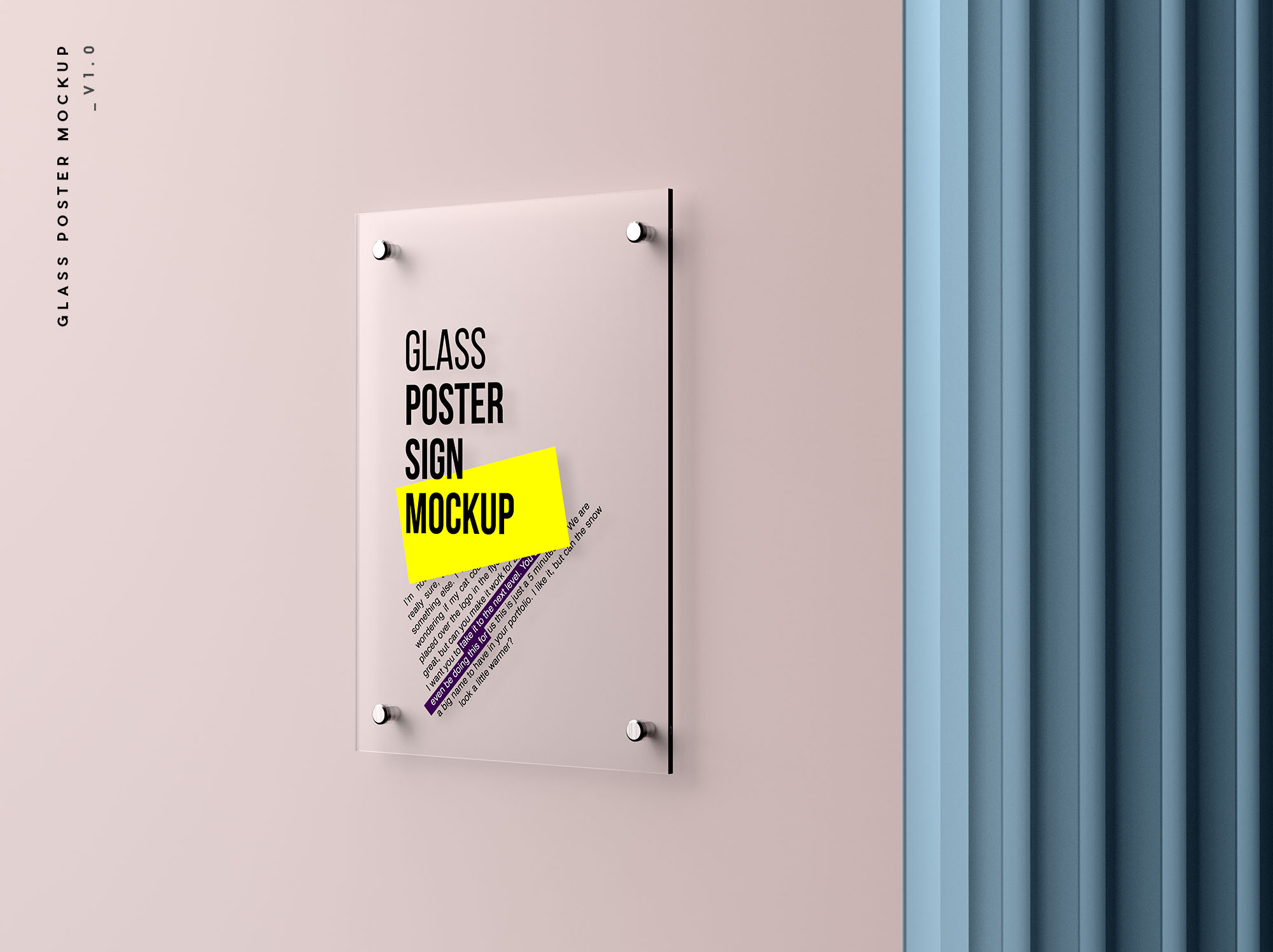 玻璃海报标牌样机 Glass Poster Mockup 样机素材 sucaiwan.com