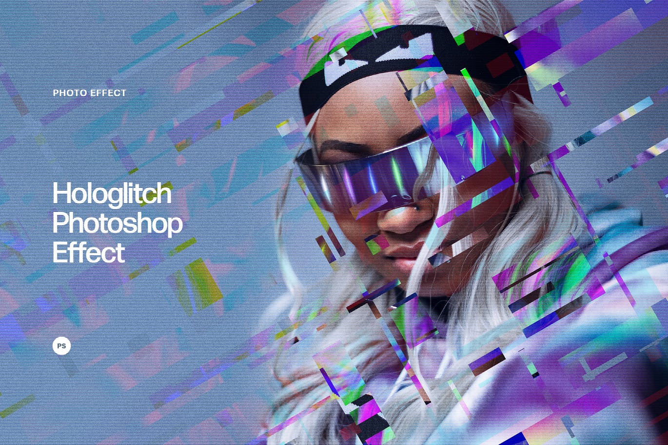 数字故障PS照片效果模板 Hologlitch Photoshop Effect 插件预设 sucaiwan.com