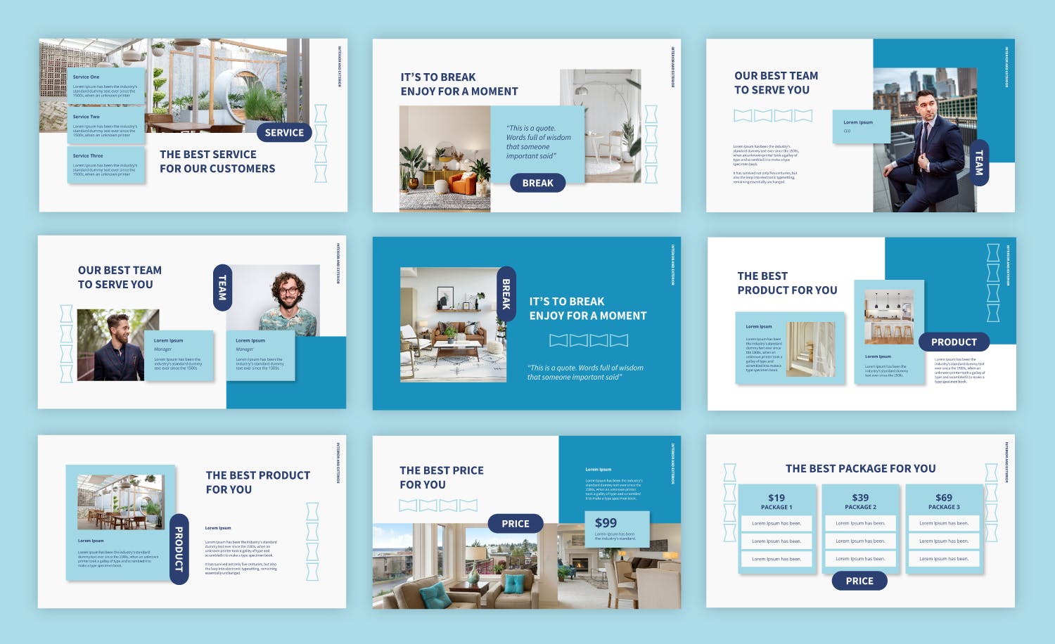 房屋设计PPT演示幻灯片模板 Interior & Exterior Powerpoint Template 幻灯图表 sucaiwan.com