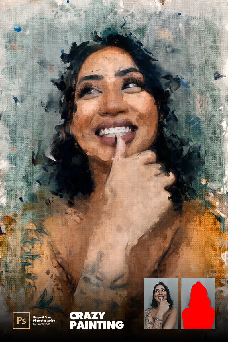 疯狂绘画效果照片处理Photoshop动作 Crazy Painting Photoshop Action 插件预设 sucaiwan.com