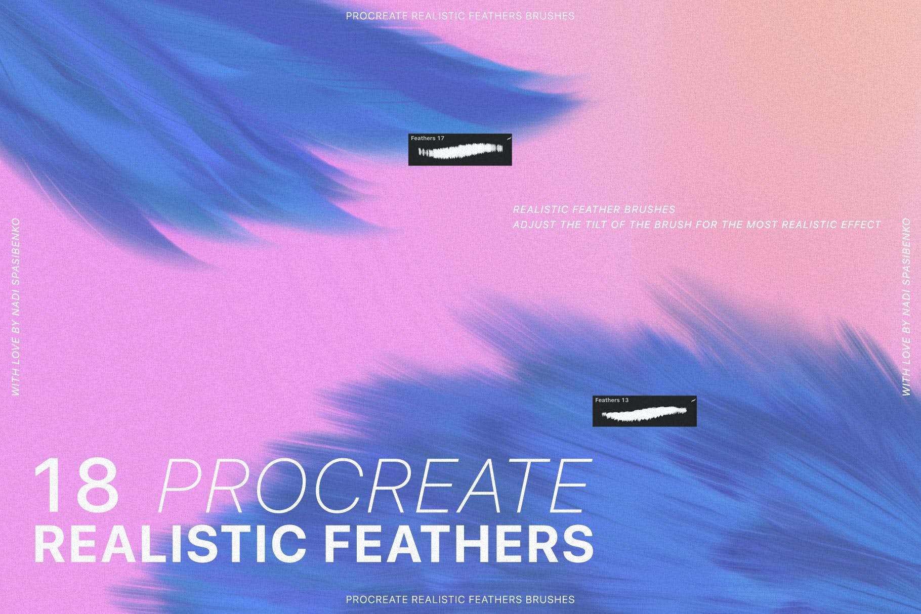 逼真的Procreate羽毛笔刷 Procreate Realistic Feather Brushes 笔刷资源 sucaiwan.com