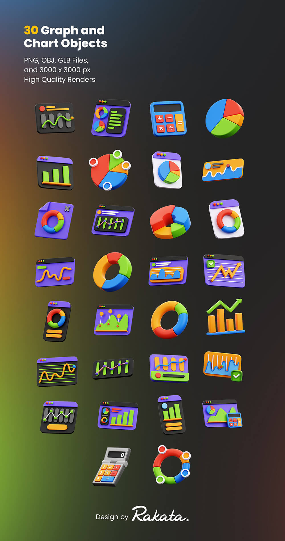 图形和图表3D对象 图标素材 sucaiwan.com