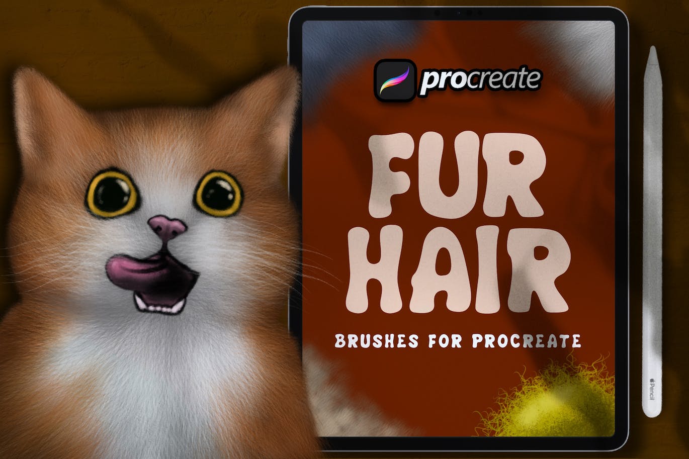 毛皮毛发Procreate绘画笔刷素材 Dans Fur Hair Brush Stamp Procreate 笔刷资源 sucaiwan.com