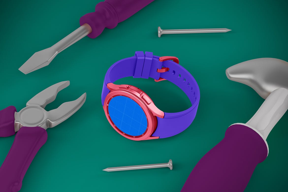 劳动节元素三星Watch 4手表样机 Watch 4 Labor Day 样机素材 sucaiwan.com