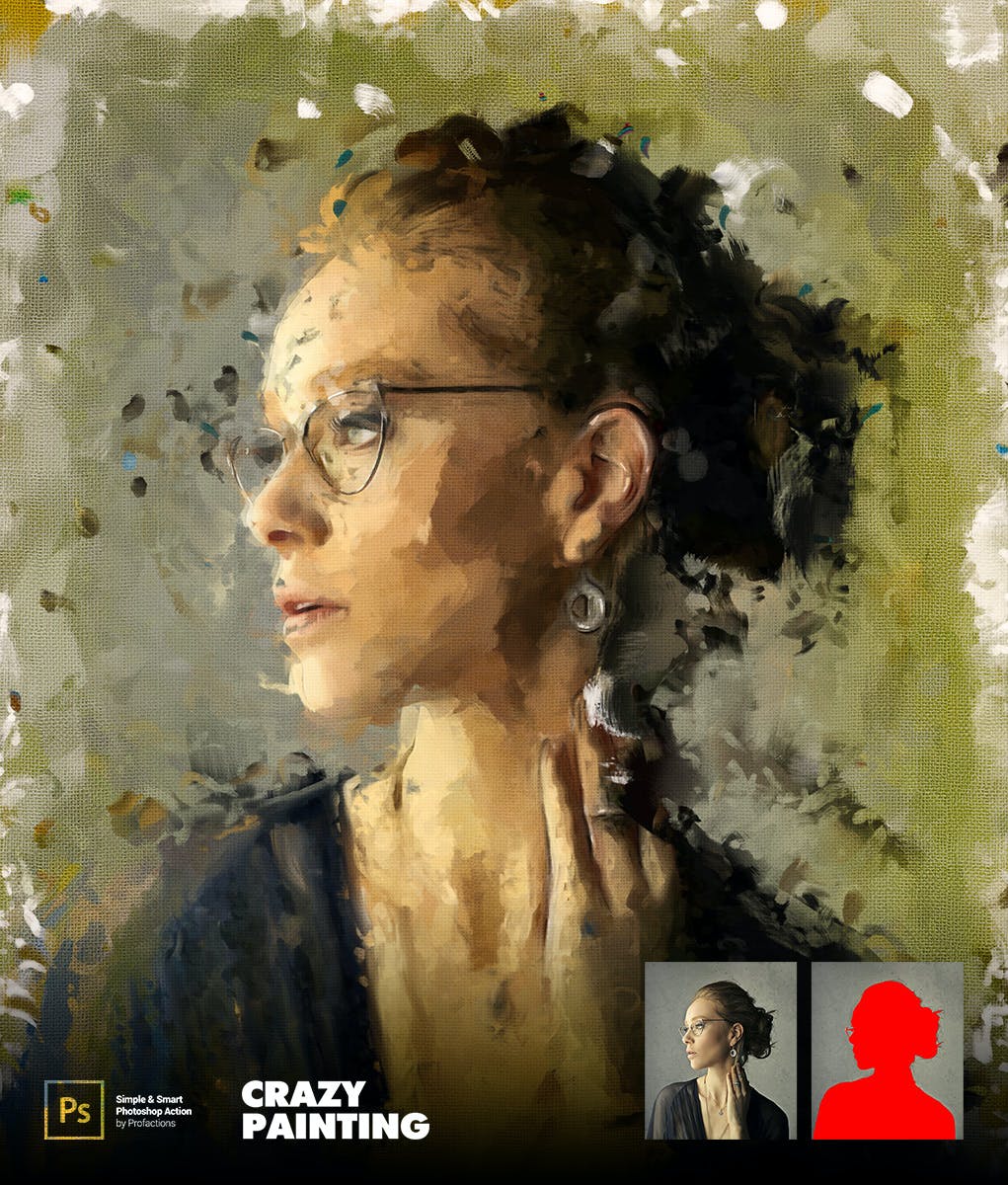 疯狂绘画效果照片处理Photoshop动作 Crazy Painting Photoshop Action 插件预设 sucaiwan.com